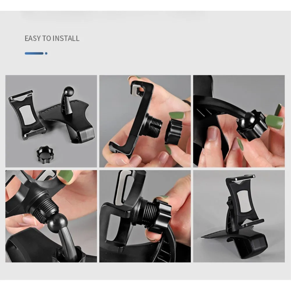 3 in 1 Car GPS Smartphone Holder: Dashboard / Visor Clamp   AC Grid Clip for Zopo Speed 7, ZP951 - Black