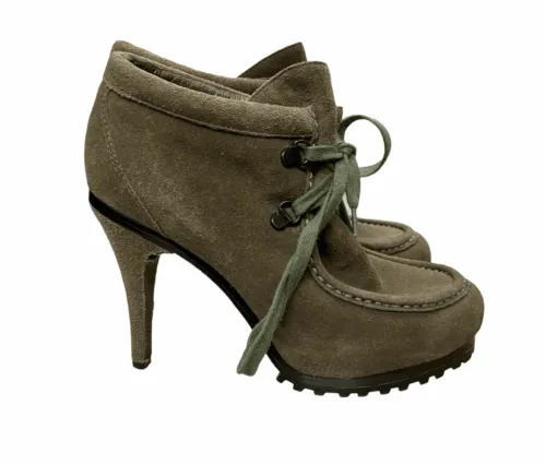 Ash Poppy Heels Suede Leather Lace Up Womens Ankle Booties Size 37 EU 7 US