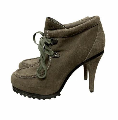 Ash Poppy Heels Suede Leather Lace Up Womens Ankle Booties Size 37 EU 7 US