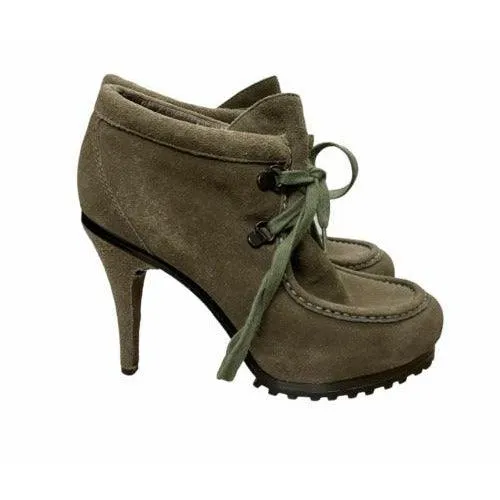 Ash Poppy Heels Suede Leather Lace Up Womens Ankle Booties Size 37 EU 7 US