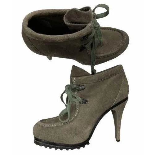 Ash Poppy Heels Suede Leather Lace Up Womens Ankle Booties Size 37 EU 7 US