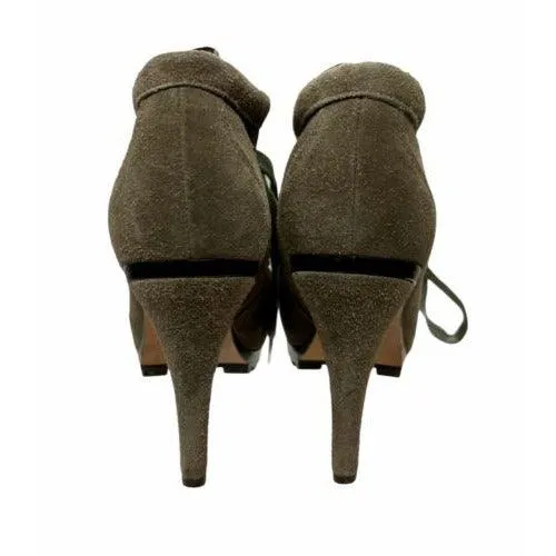 Ash Poppy Heels Suede Leather Lace Up Womens Ankle Booties Size 37 EU 7 US