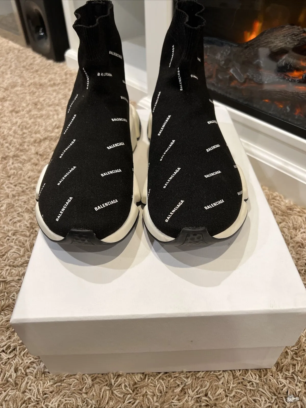 BALENCIAGA KIDS LOGO SPEED TRAINER SOCK SNEAKERS
