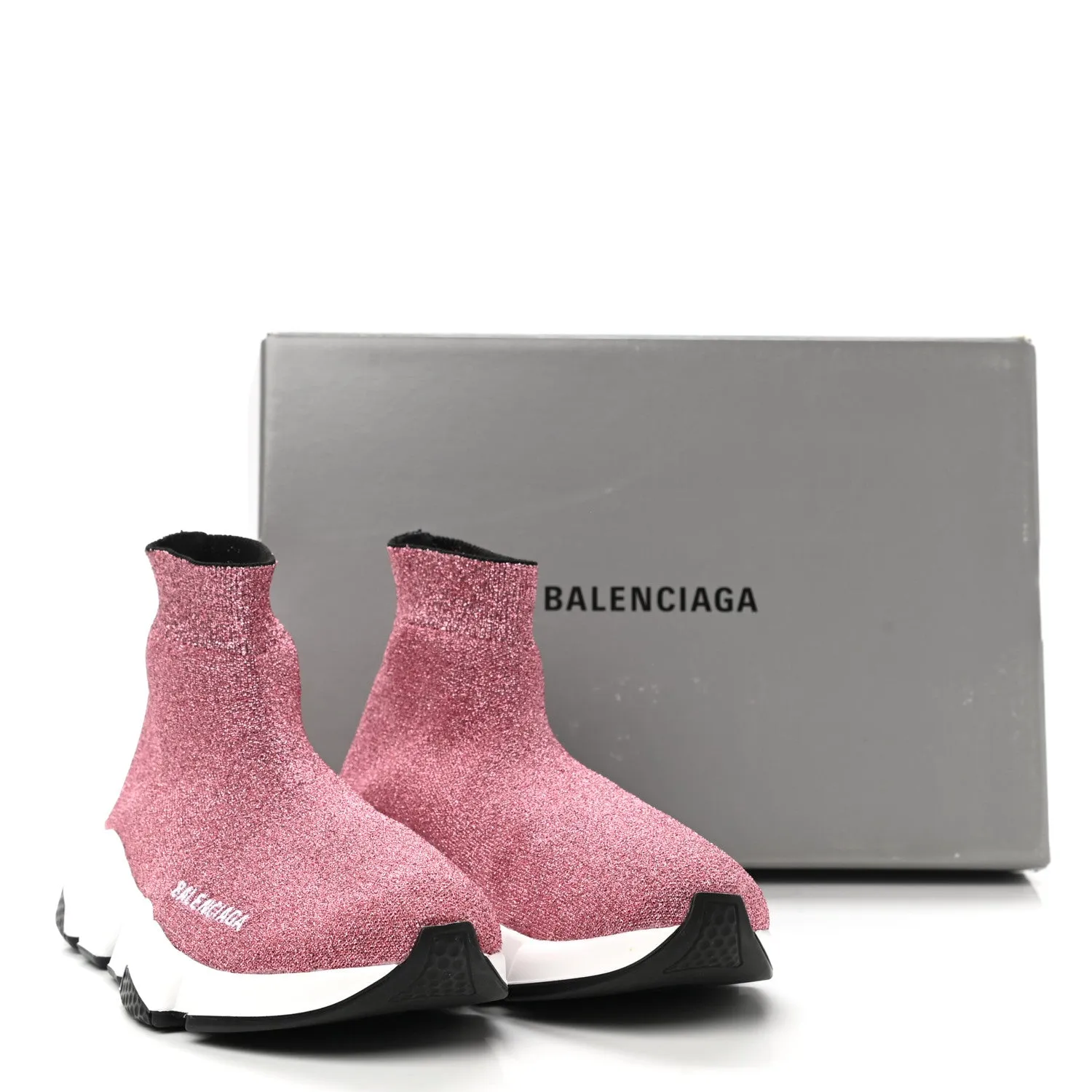 BALENCIAGA Laminated Knit Bi-Color Sole Speed Sneakers