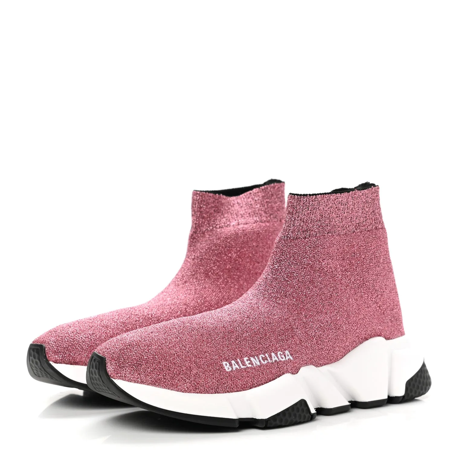 BALENCIAGA Laminated Knit Bi-Color Sole Speed Sneakers