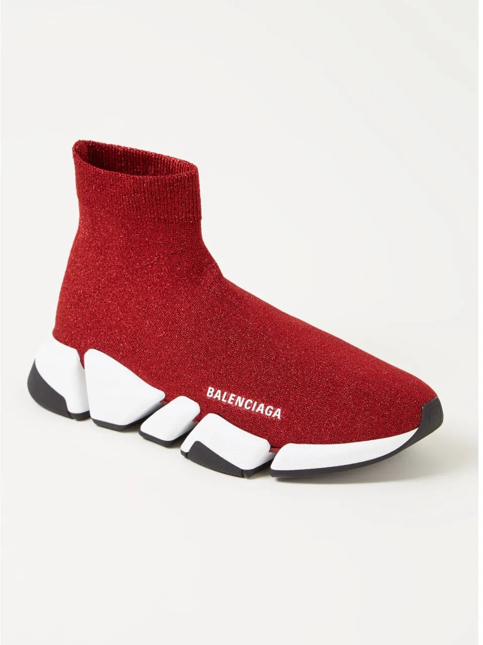 BALENCIAGA SPEED 2.0 RED GLITTER SNEAKERS