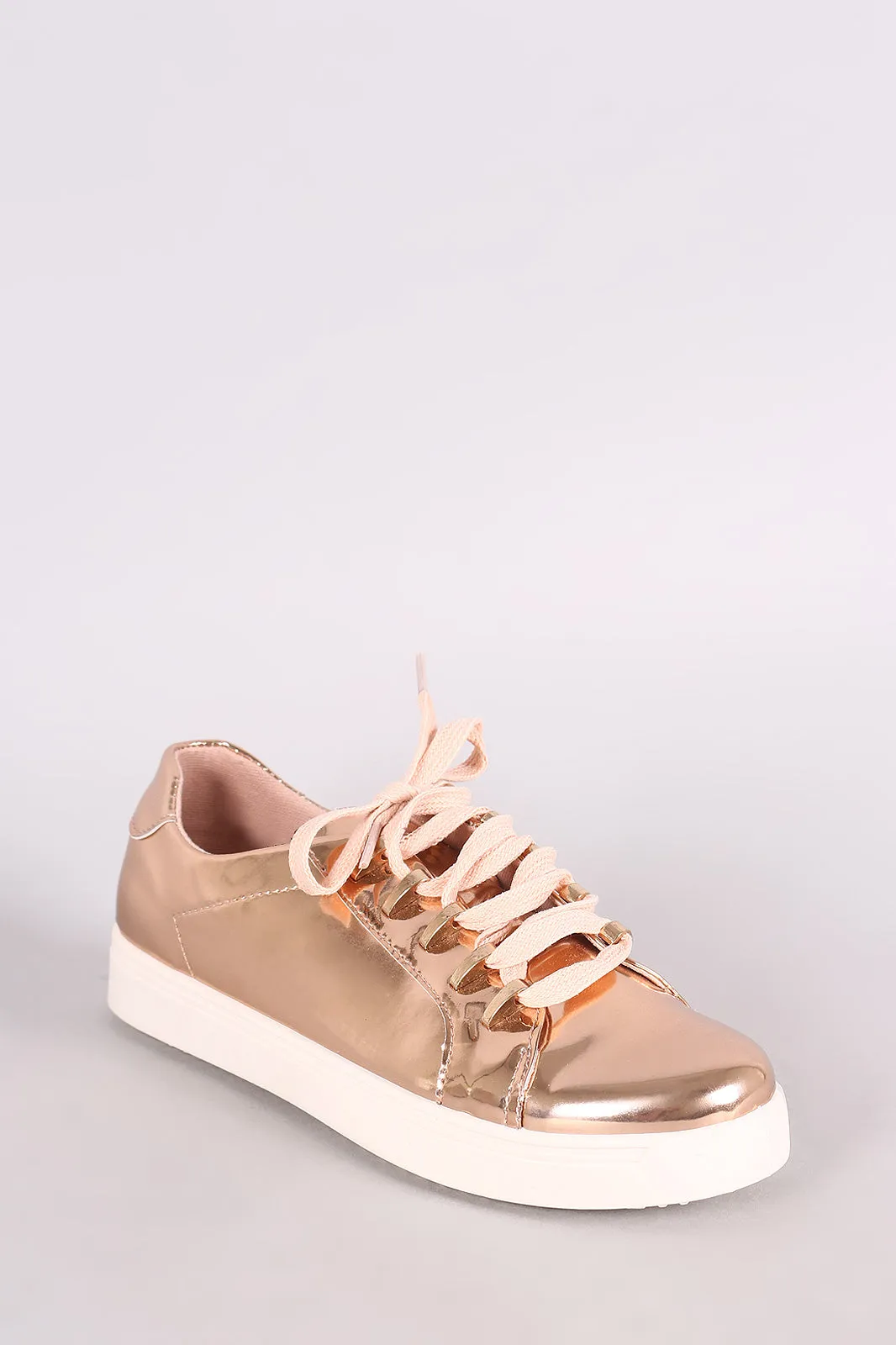 Bamboo Mirror Metallic Low Top Lace Up Sneaker