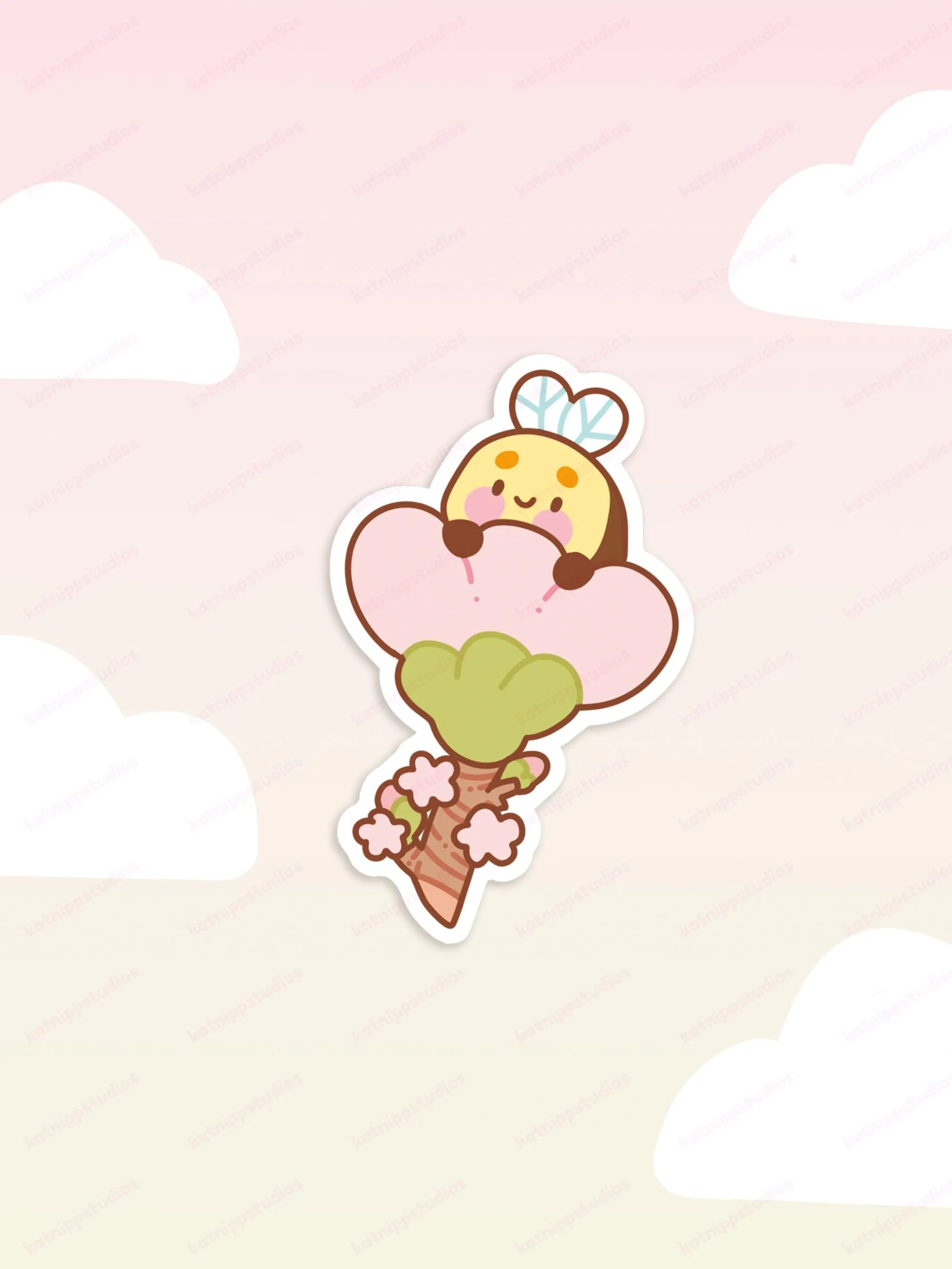 Bumblebutt Sakura Vinyl Sticker | Kawaii Water-Resistant Sticker for Laptops, Planners & Bottles