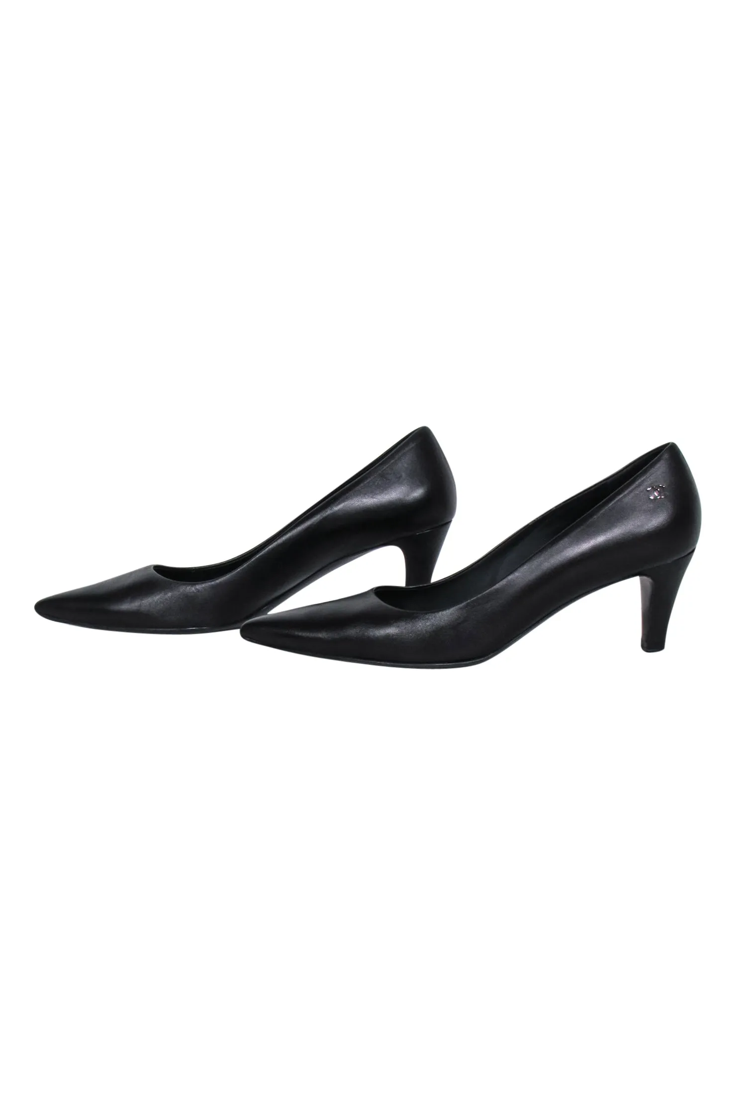Chanel - Black Leather Pointed Basic Pumps Sz 8.5