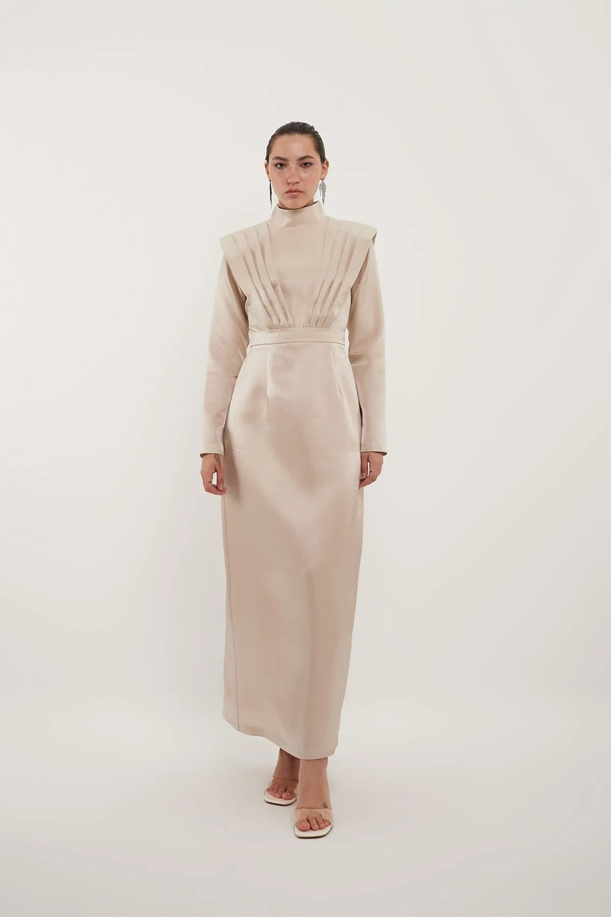 Classy Evening Dress - Beige