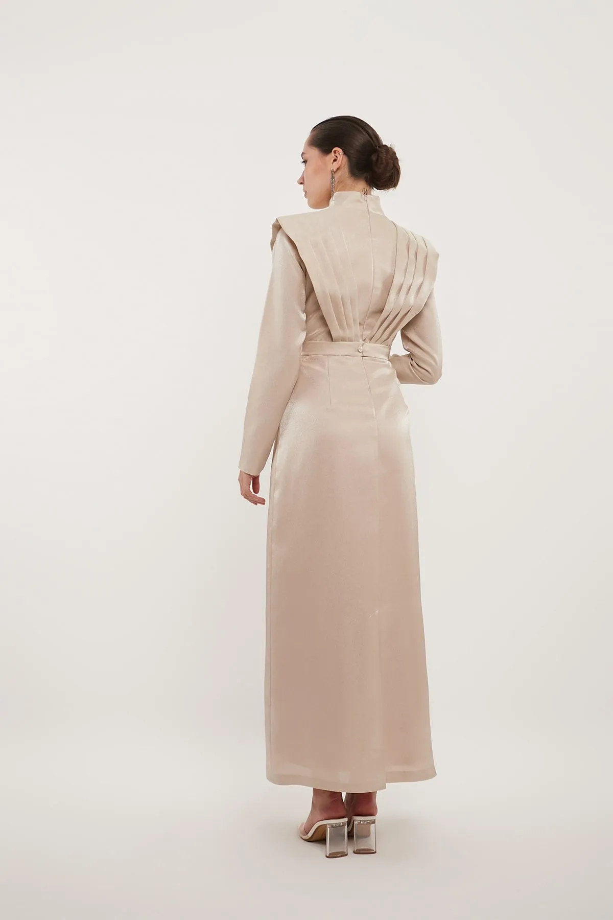 Classy Evening Dress - Beige