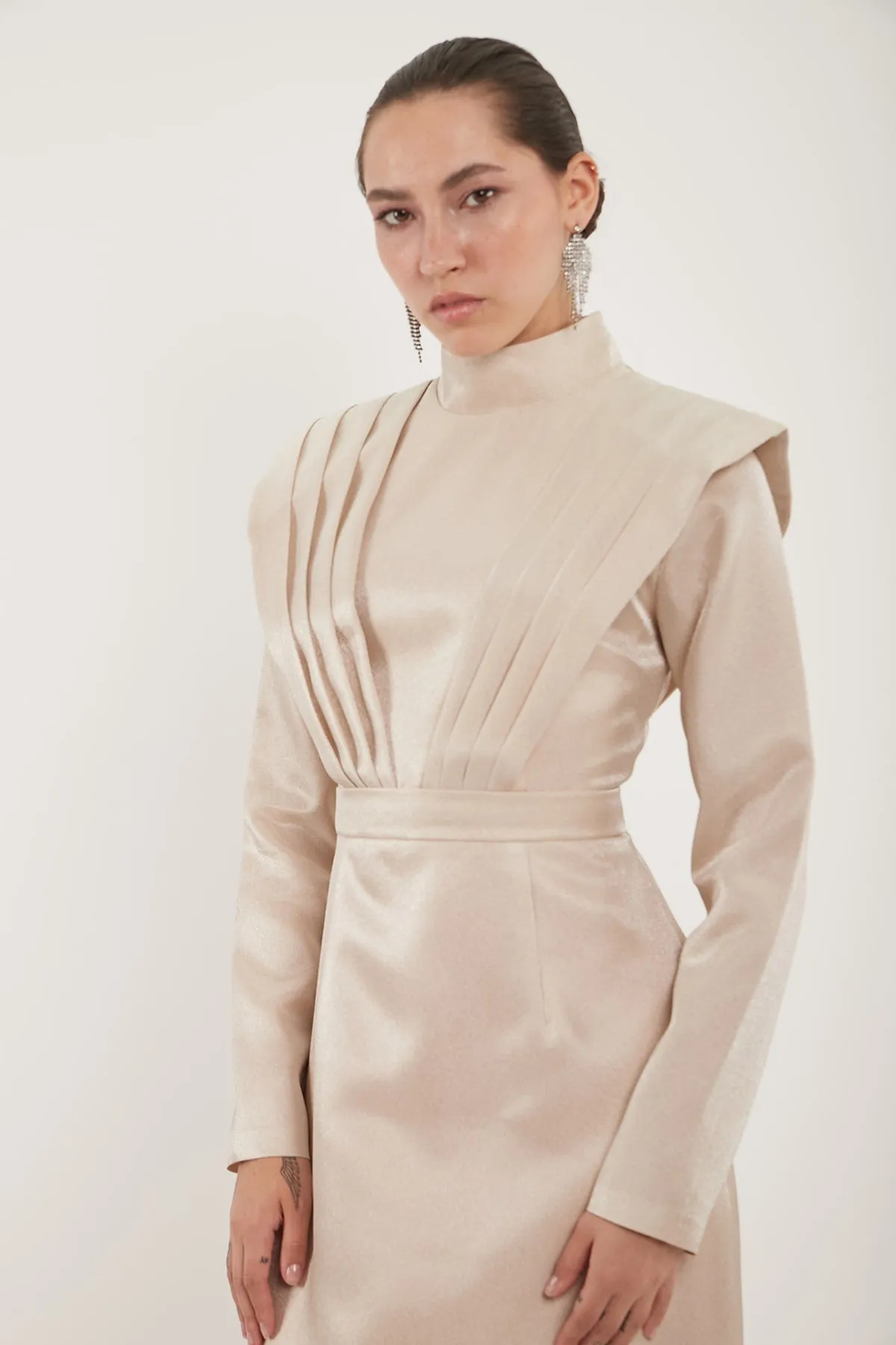 Classy Evening Dress - Beige