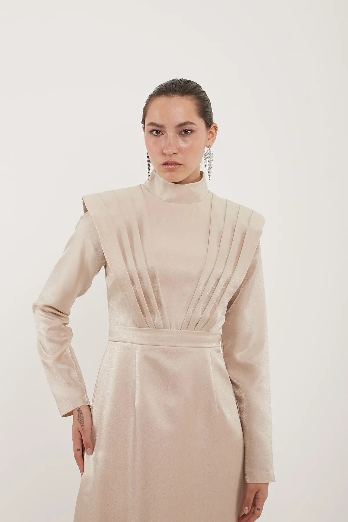 Classy Evening Dress - Beige