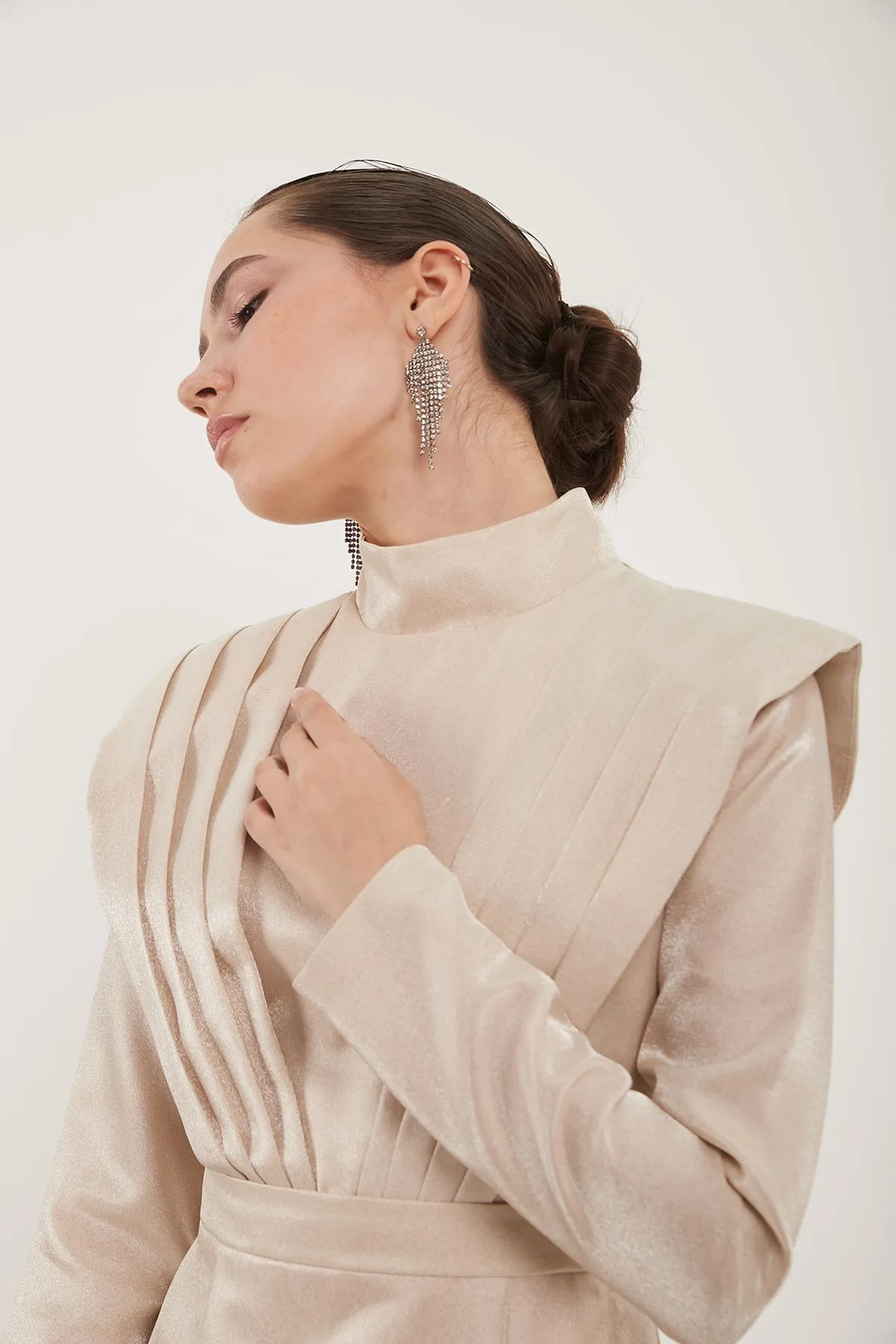 Classy Evening Dress - Beige
