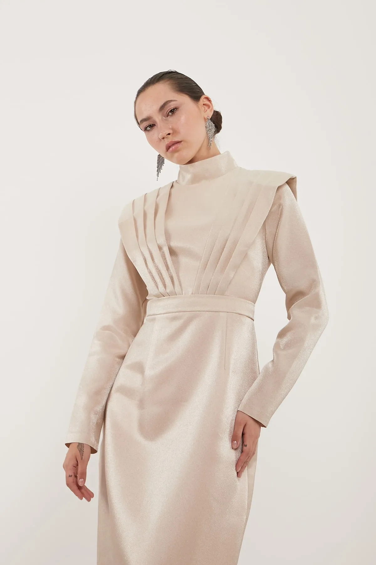 Classy Evening Dress - Beige