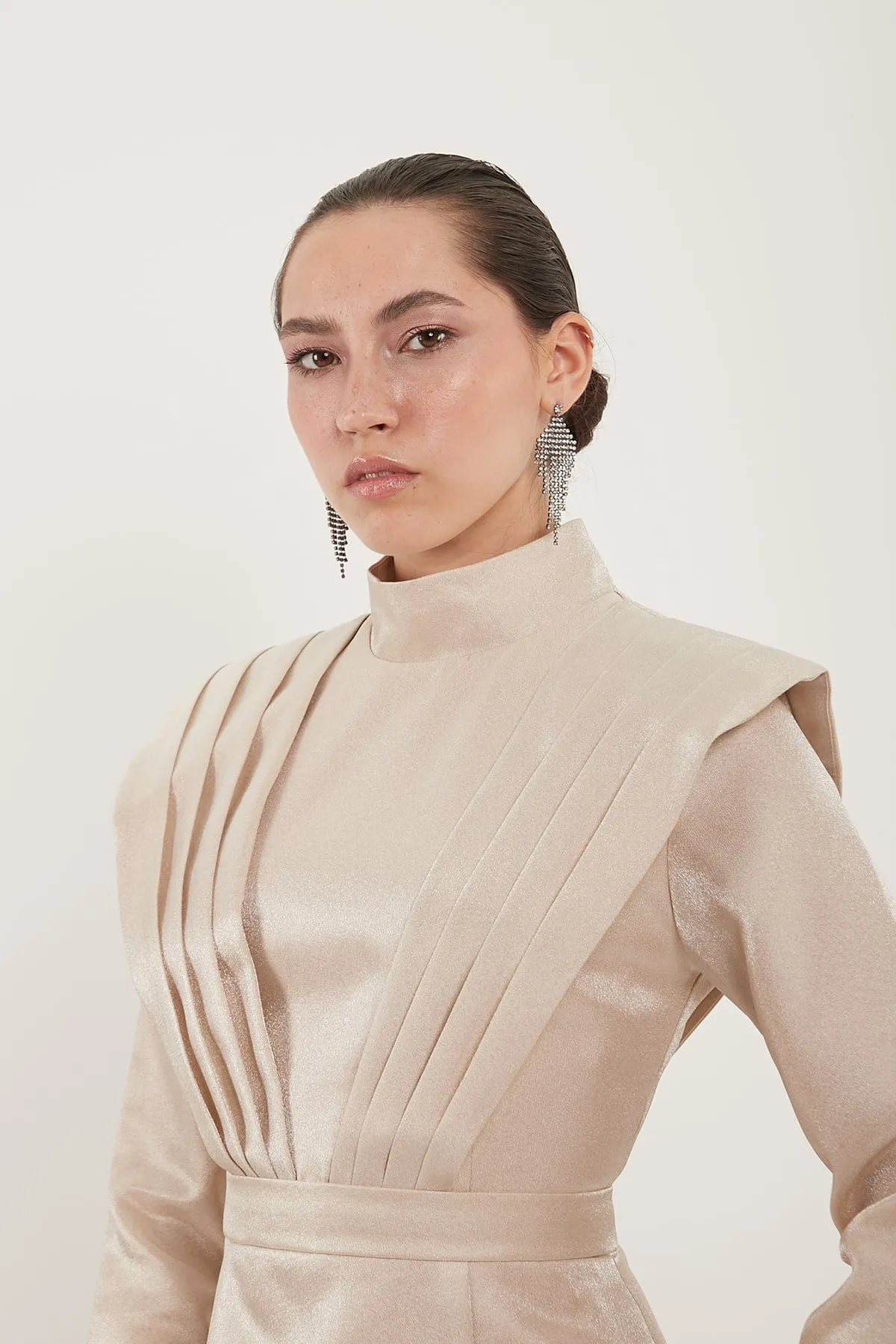 Classy Evening Dress - Beige