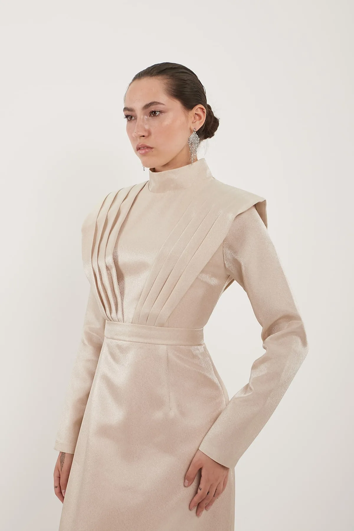 Classy Evening Dress - Beige