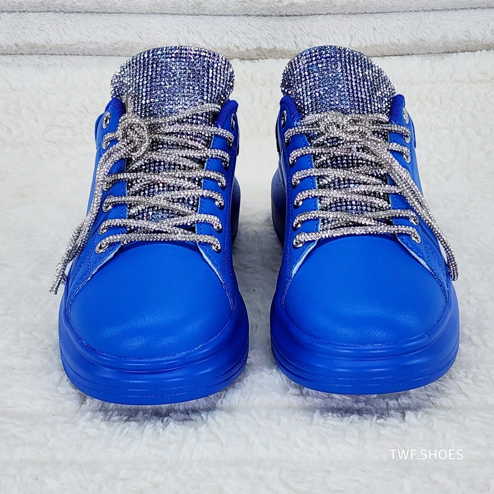 Comfy Cush 4 Brilliant Blue Rhinestone Fashion Sneakers Tennis Shoes