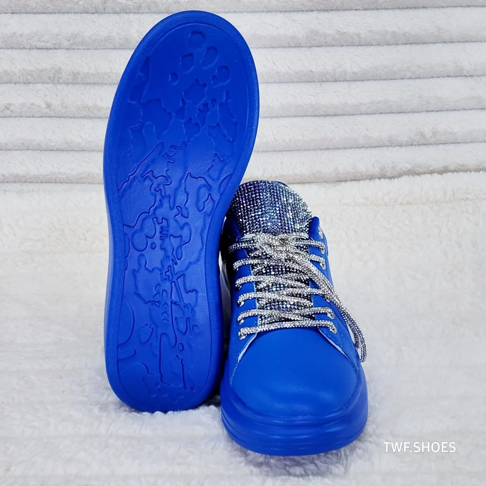 Comfy Cush 4 Brilliant Blue Rhinestone Fashion Sneakers Tennis Shoes