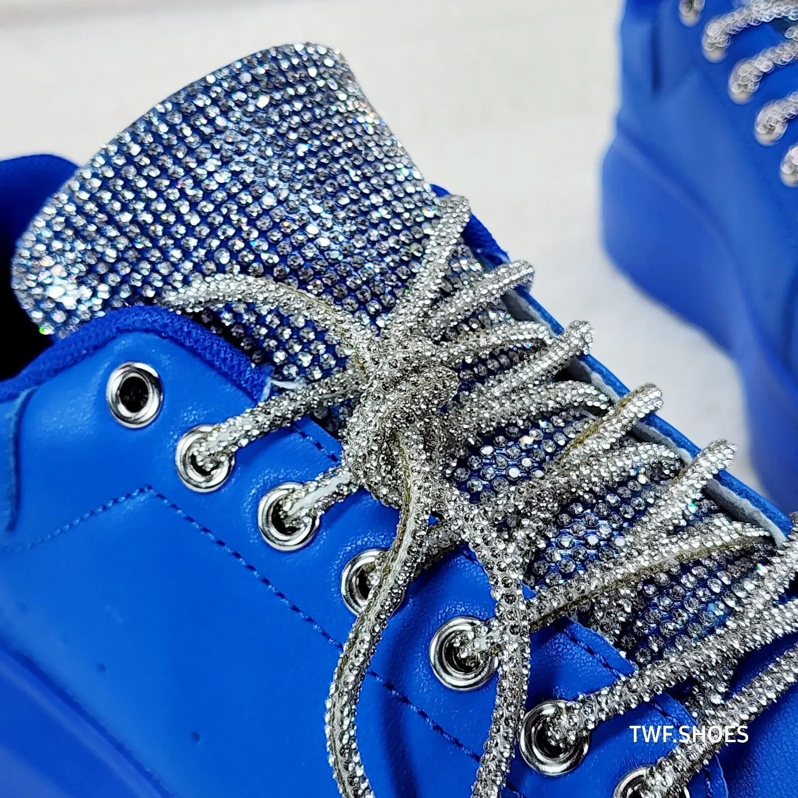 Comfy Cush 4 Brilliant Blue Rhinestone Fashion Sneakers Tennis Shoes