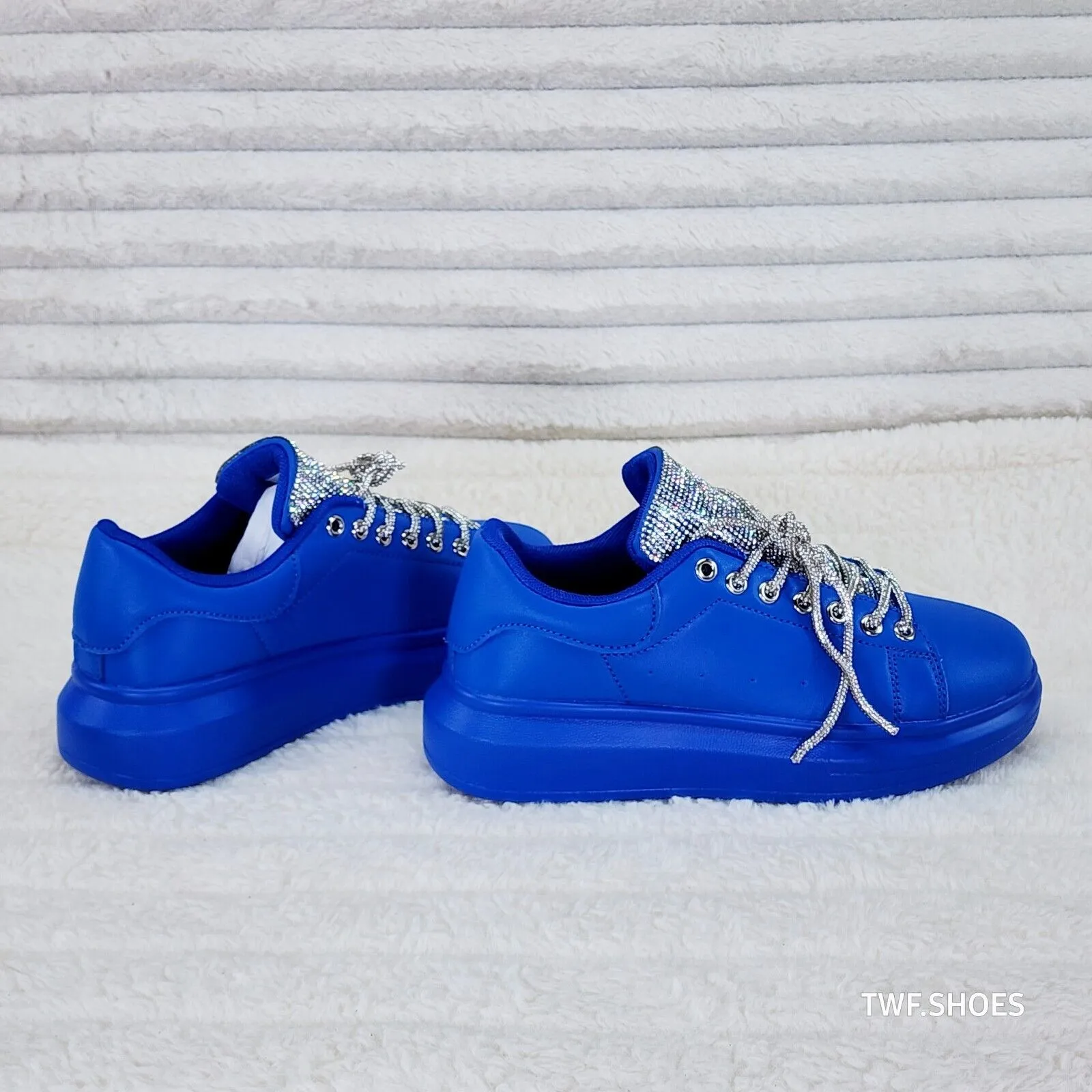 Comfy Cush 4 Brilliant Blue Rhinestone Fashion Sneakers Tennis Shoes
