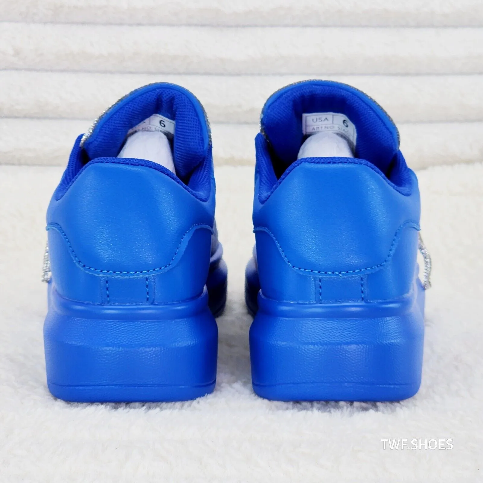 Comfy Cush 4 Brilliant Blue Rhinestone Fashion Sneakers Tennis Shoes
