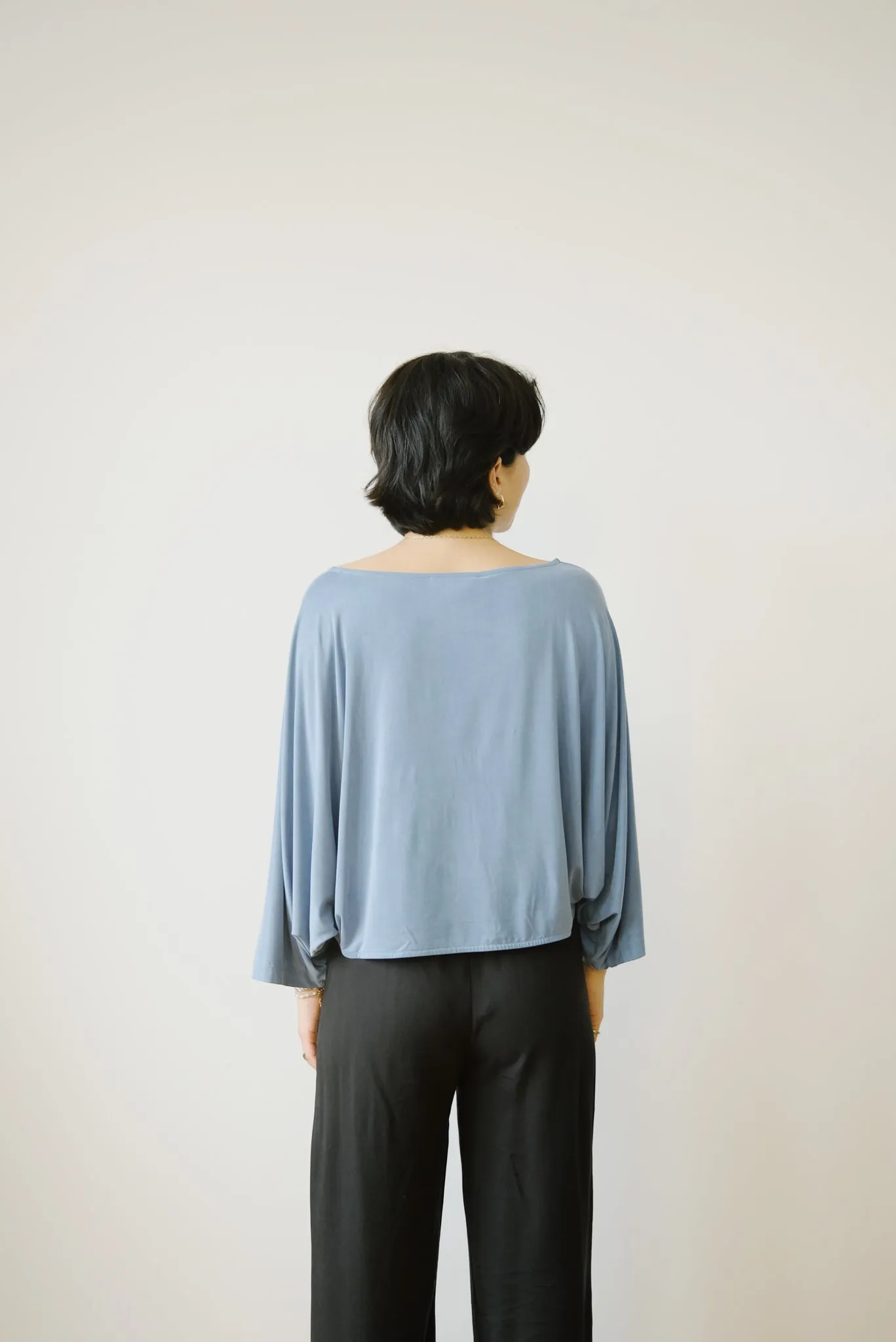 cupro batwing blouse - blue