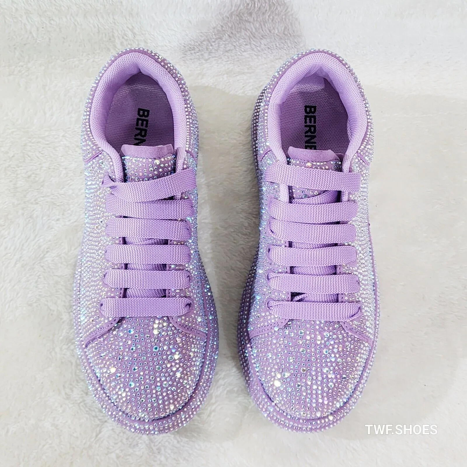Dazzle Cush Lilac Purple Rhinestone Comfy Platform Sneakers Tennis Shoes