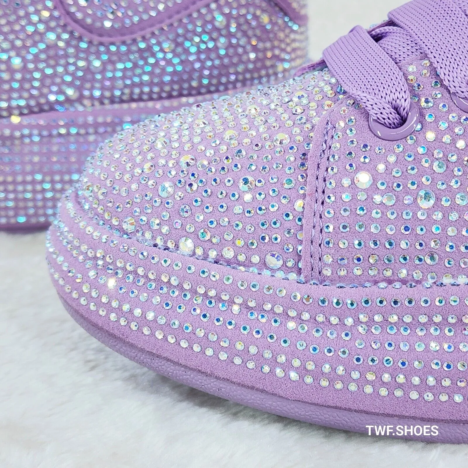 Dazzle Cush Lilac Purple Rhinestone Comfy Platform Sneakers Tennis Shoes