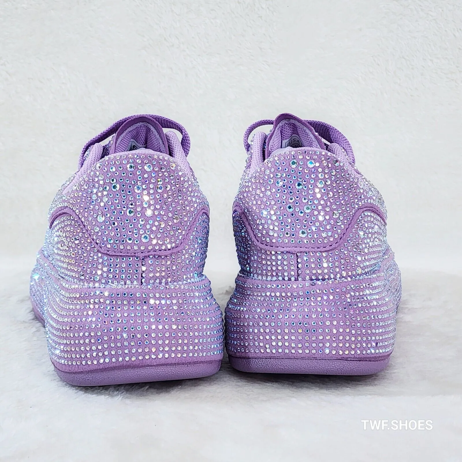 Dazzle Cush Lilac Purple Rhinestone Comfy Platform Sneakers Tennis Shoes