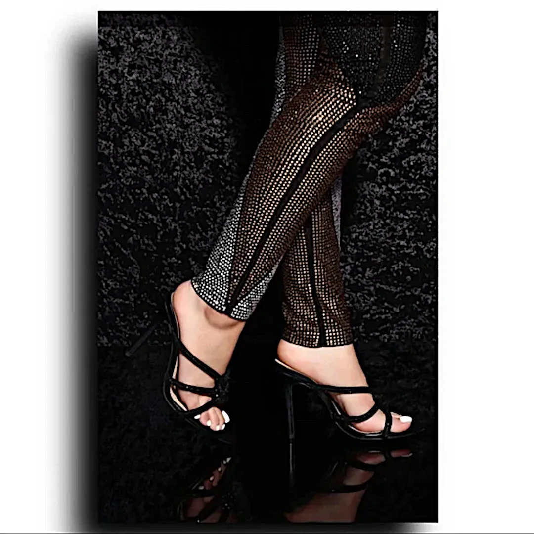 Fashion Nova Black Embellished Heeled Mules | Knotted Strap Stilettos