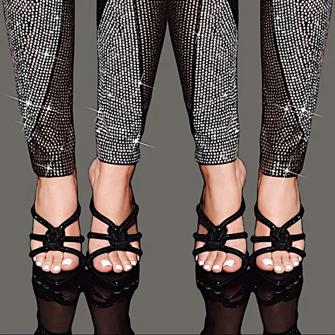 Fashion Nova Black Embellished Heeled Mules | Knotted Strap Stilettos