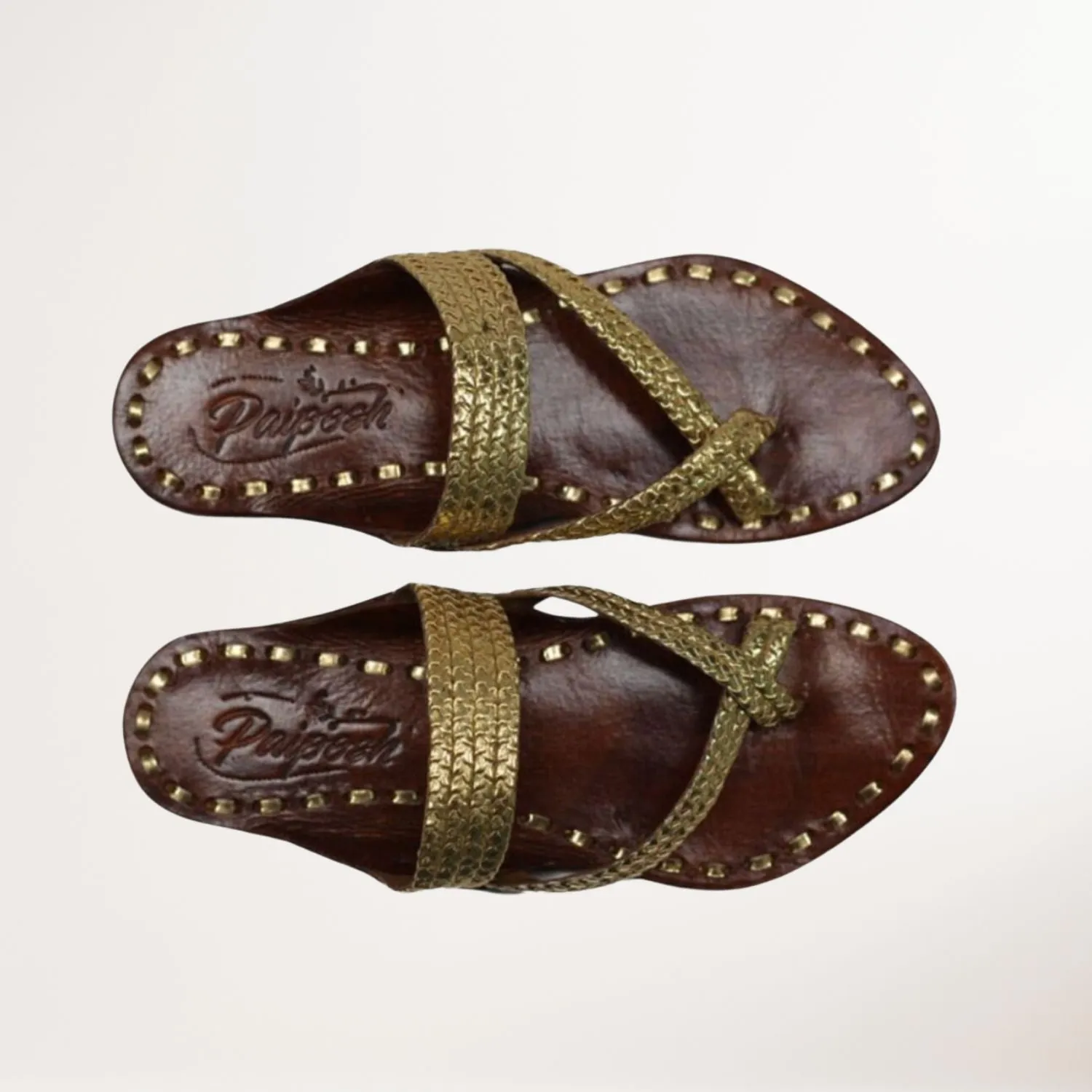 Gold Gandhi Kolhapuri Flats for Women | Hand Crafted | Comfortable | Everyday Wear