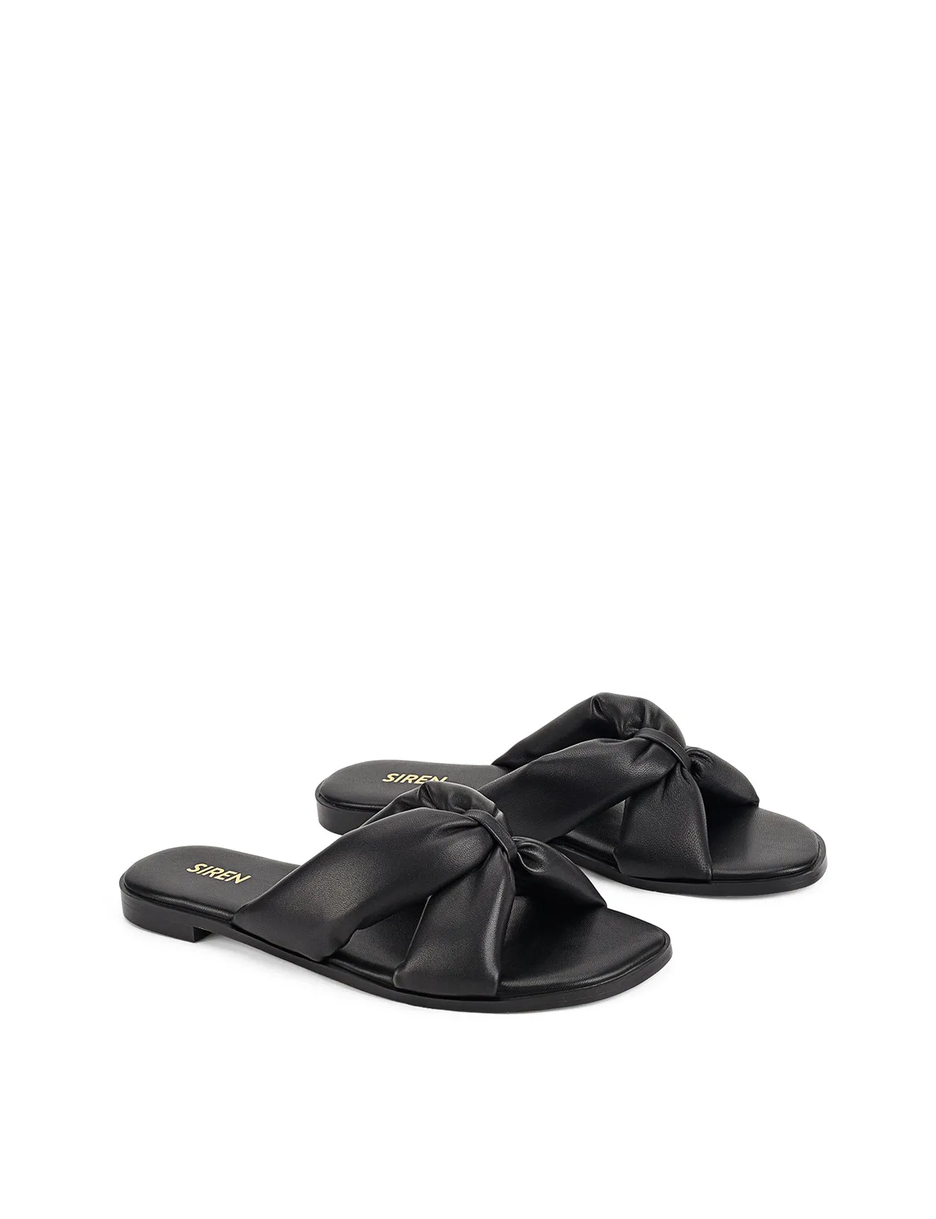 Madeline Flat Slides - Black Leather