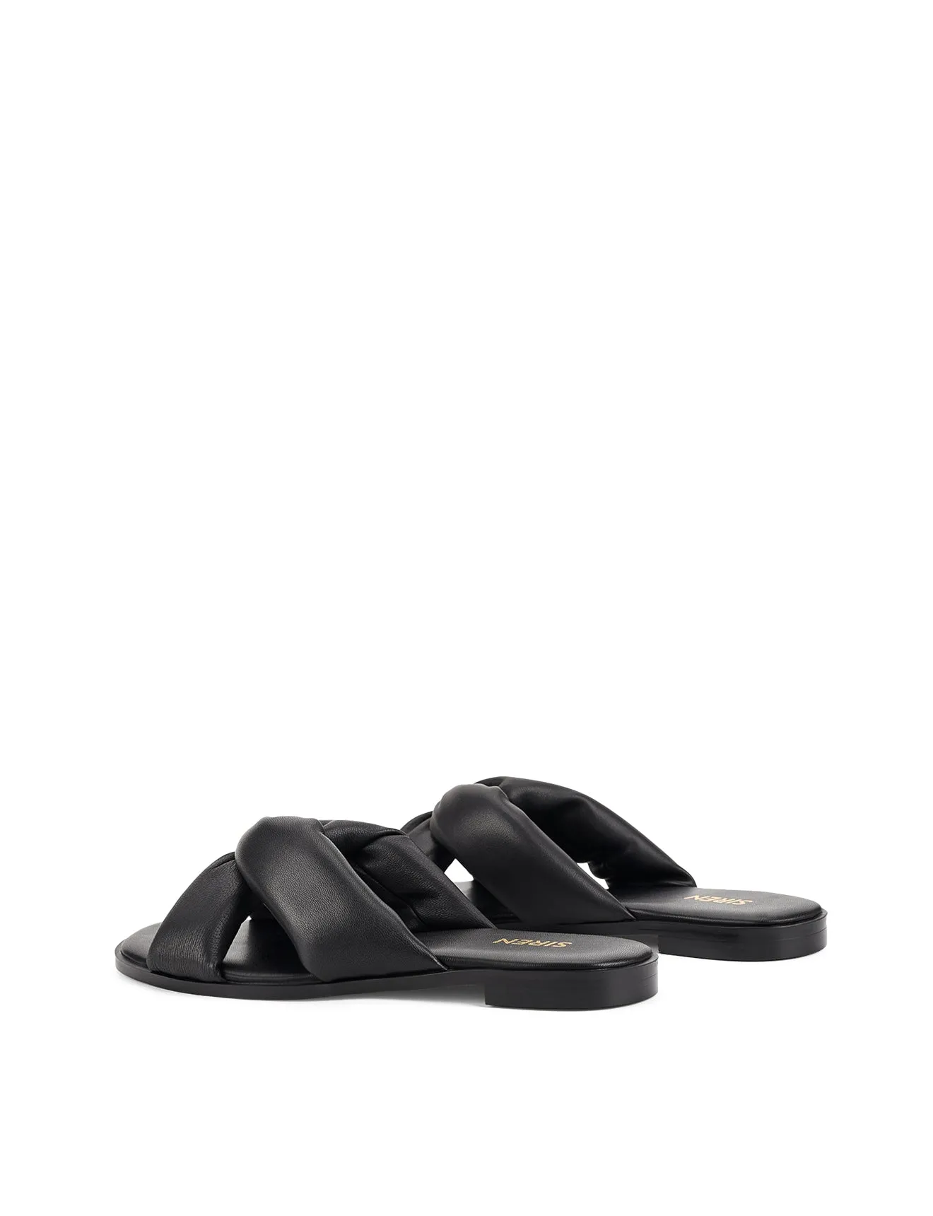 Madeline Flat Slides - Black Leather