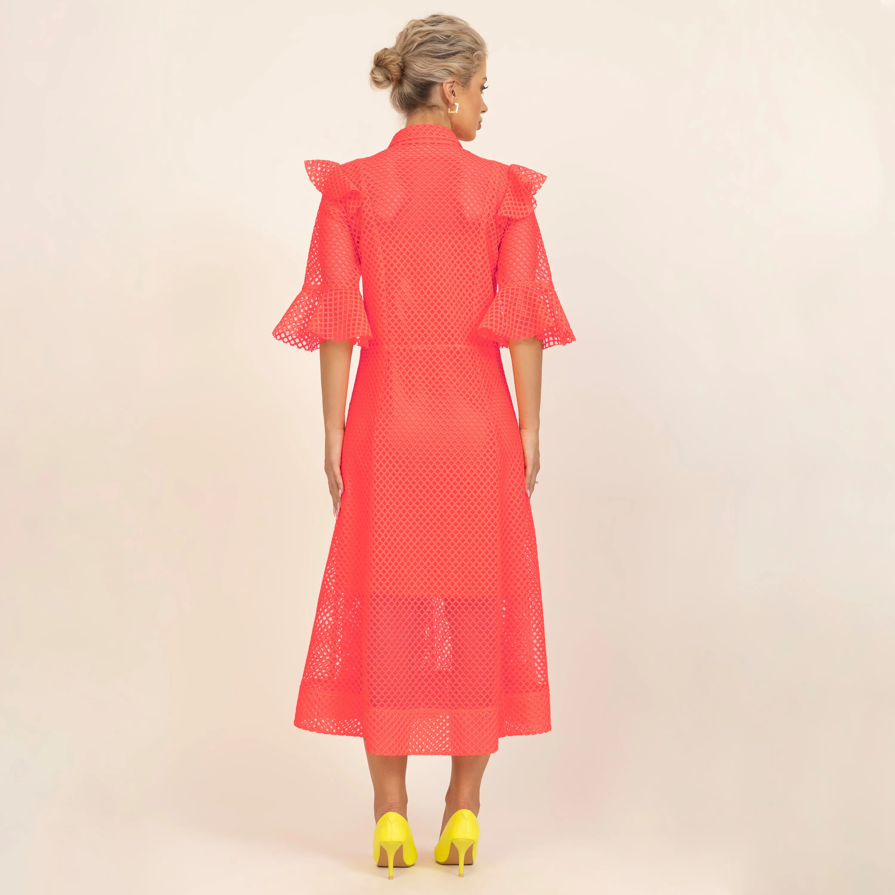 Neon Mesh Net Dress With Spaghetti