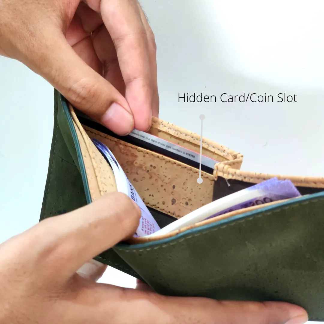 Olive Cork Wallet | Light-weight | Water Resistant | Hand-Crafted | Unisex
