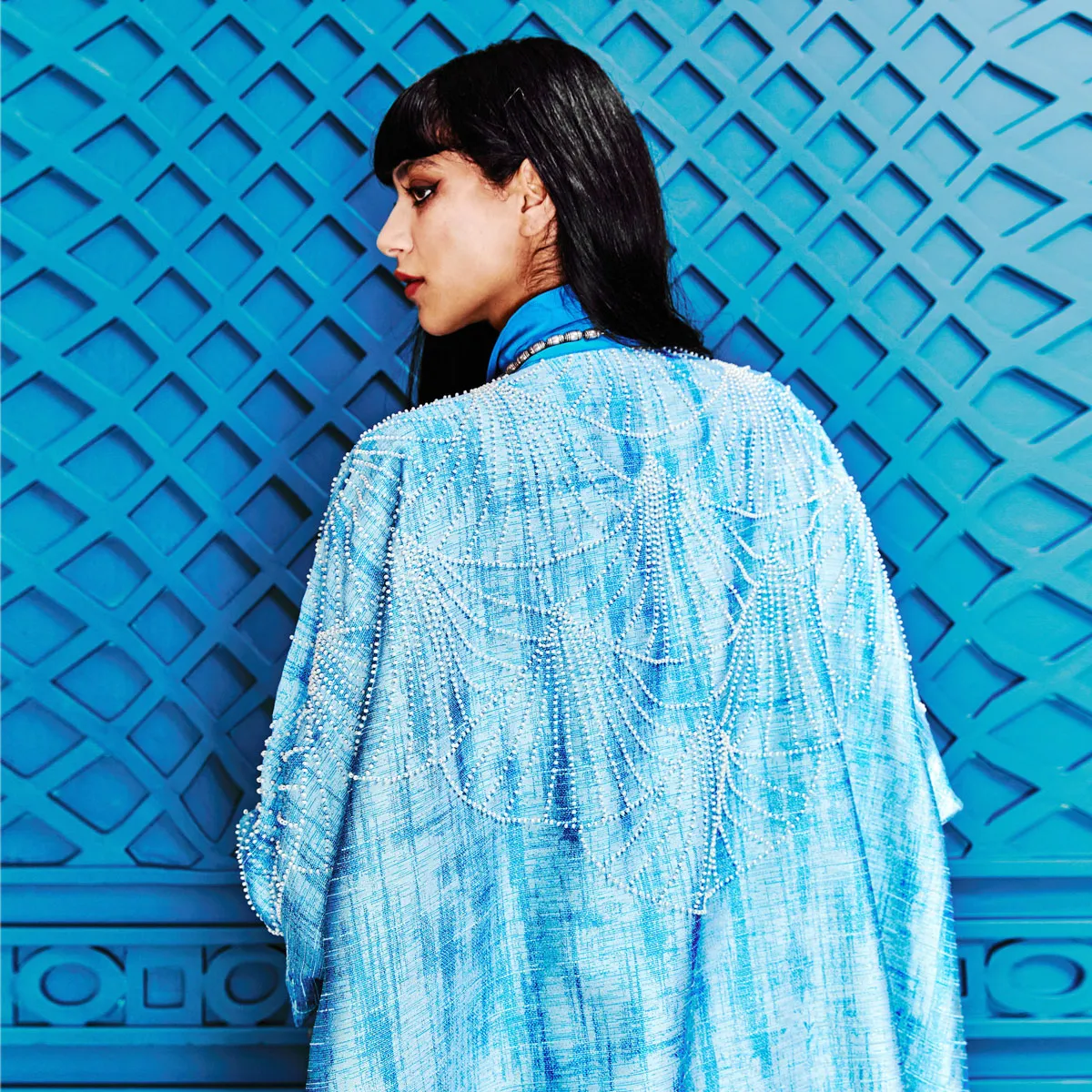 PEARLY SHELLS ON AZURE ABAYA