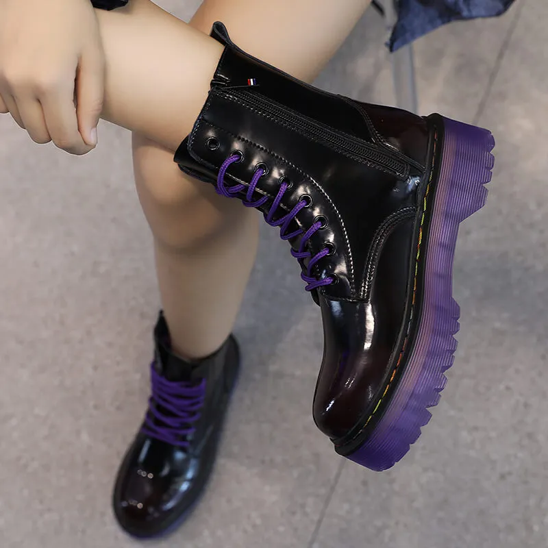 Purple Sole High Ankle Martens Boots