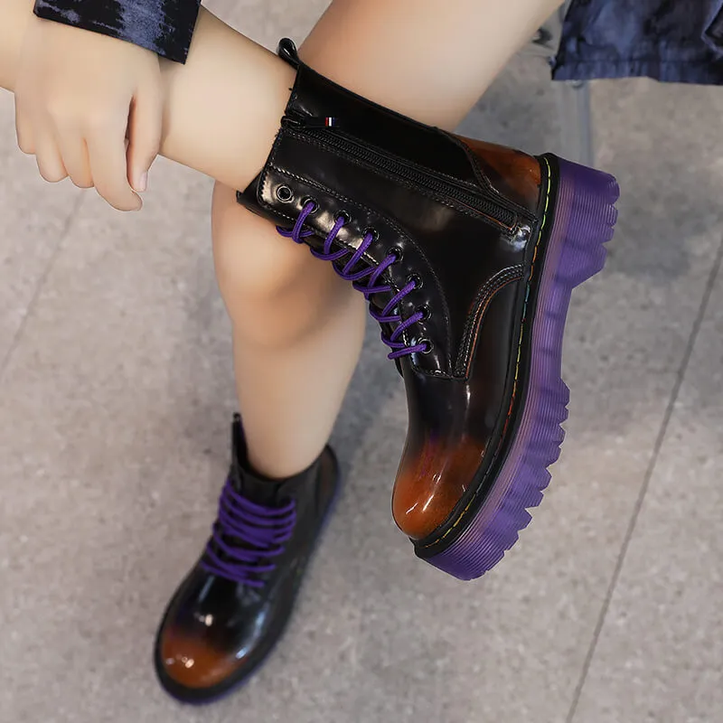 Purple Sole High Ankle Martens Boots