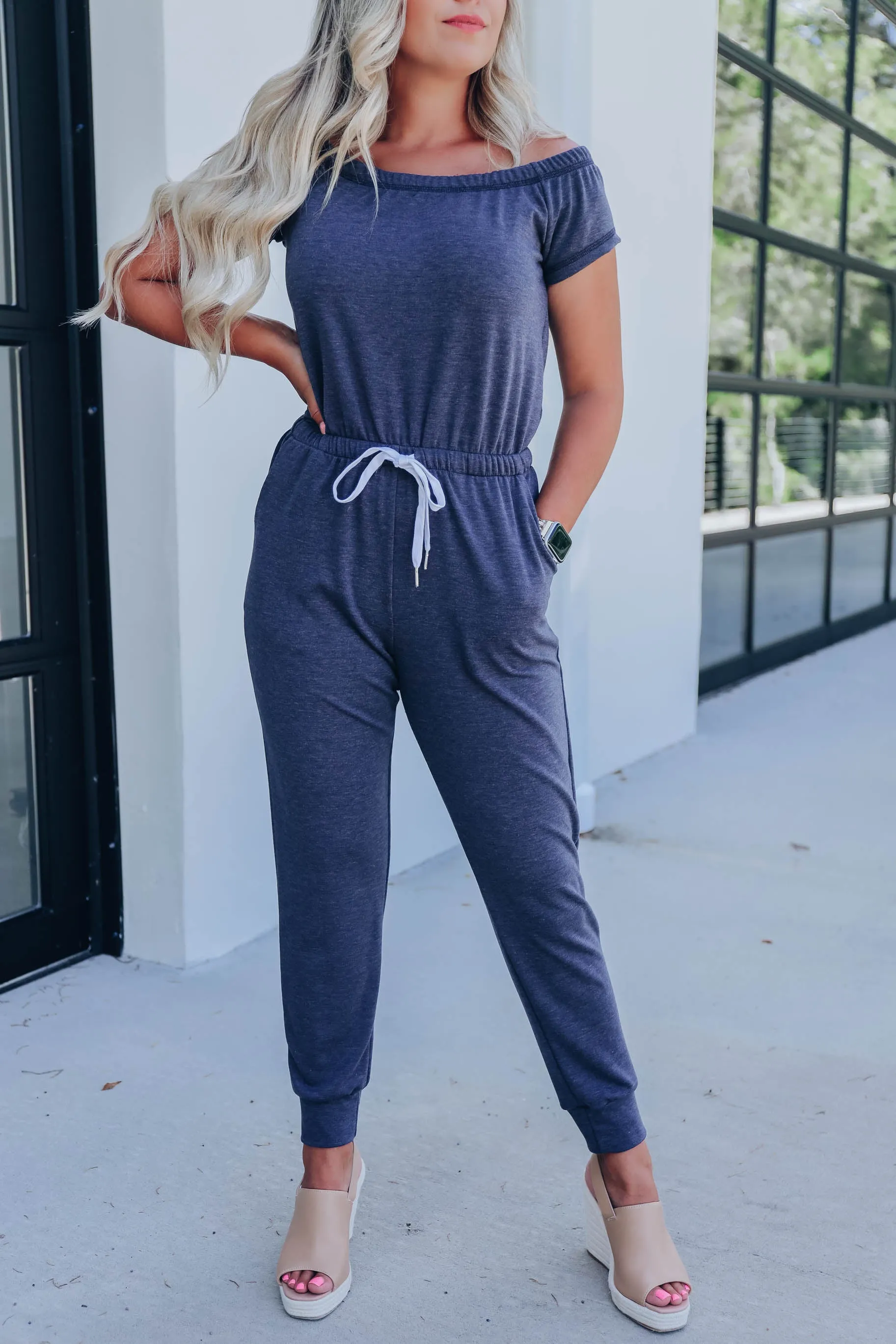 Rainy Day Comfy Drawstring Jumpsuit
