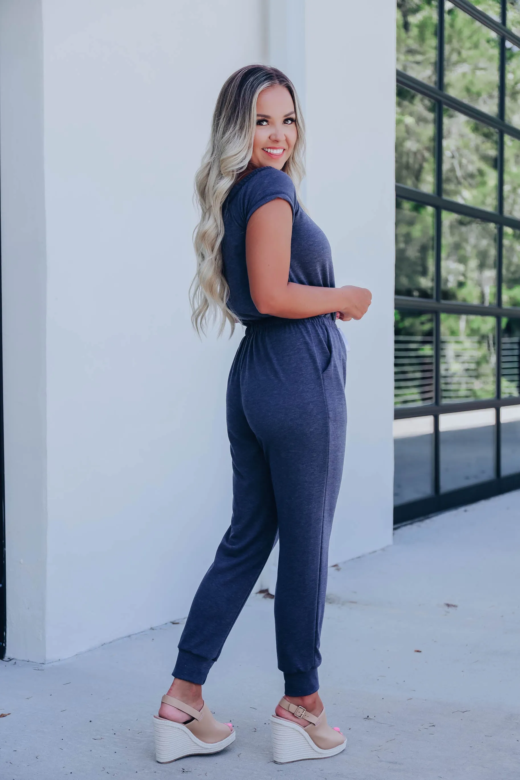 Rainy Day Comfy Drawstring Jumpsuit