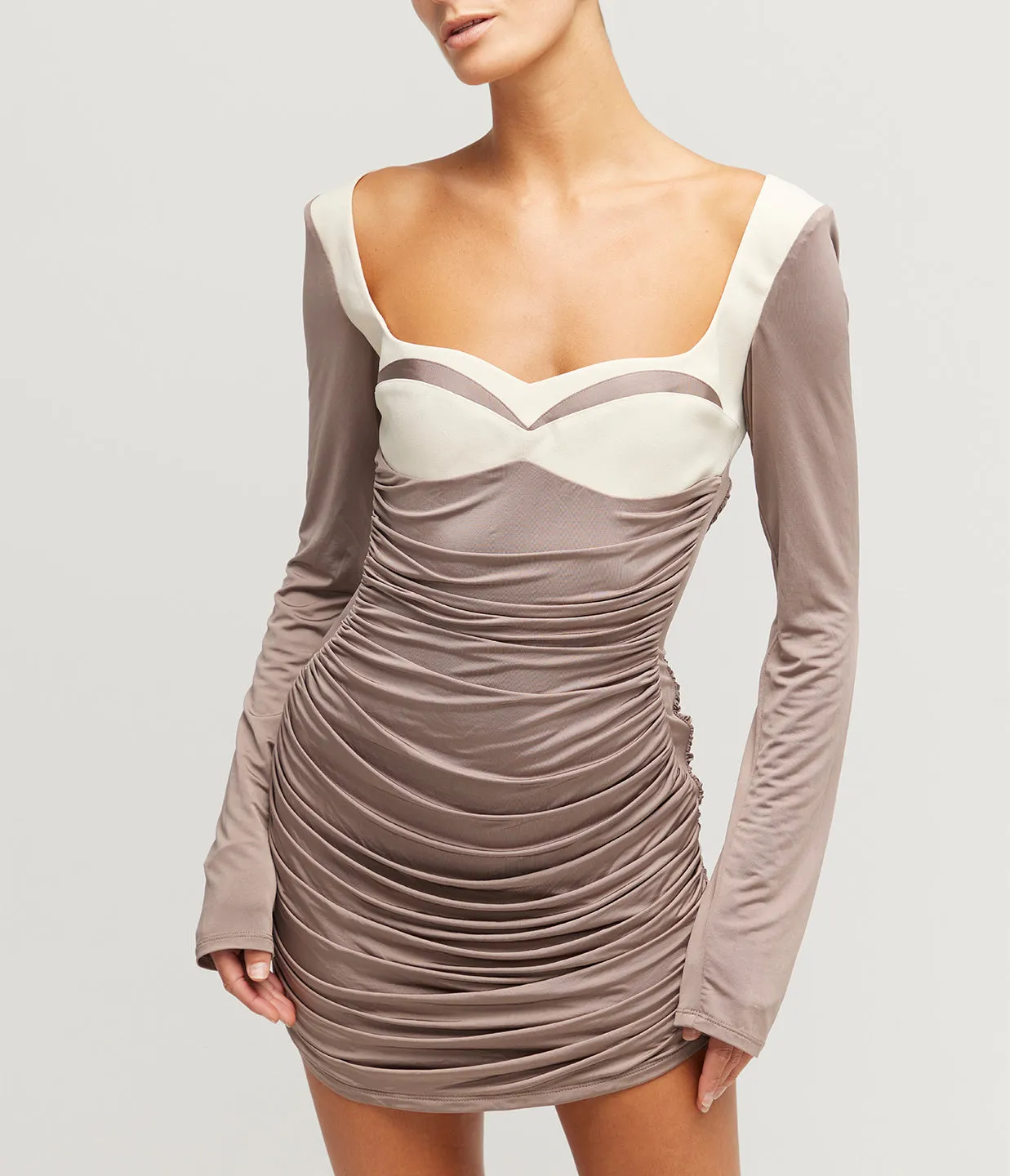Talullah Contrast Mini Dress in Concrete and Cream