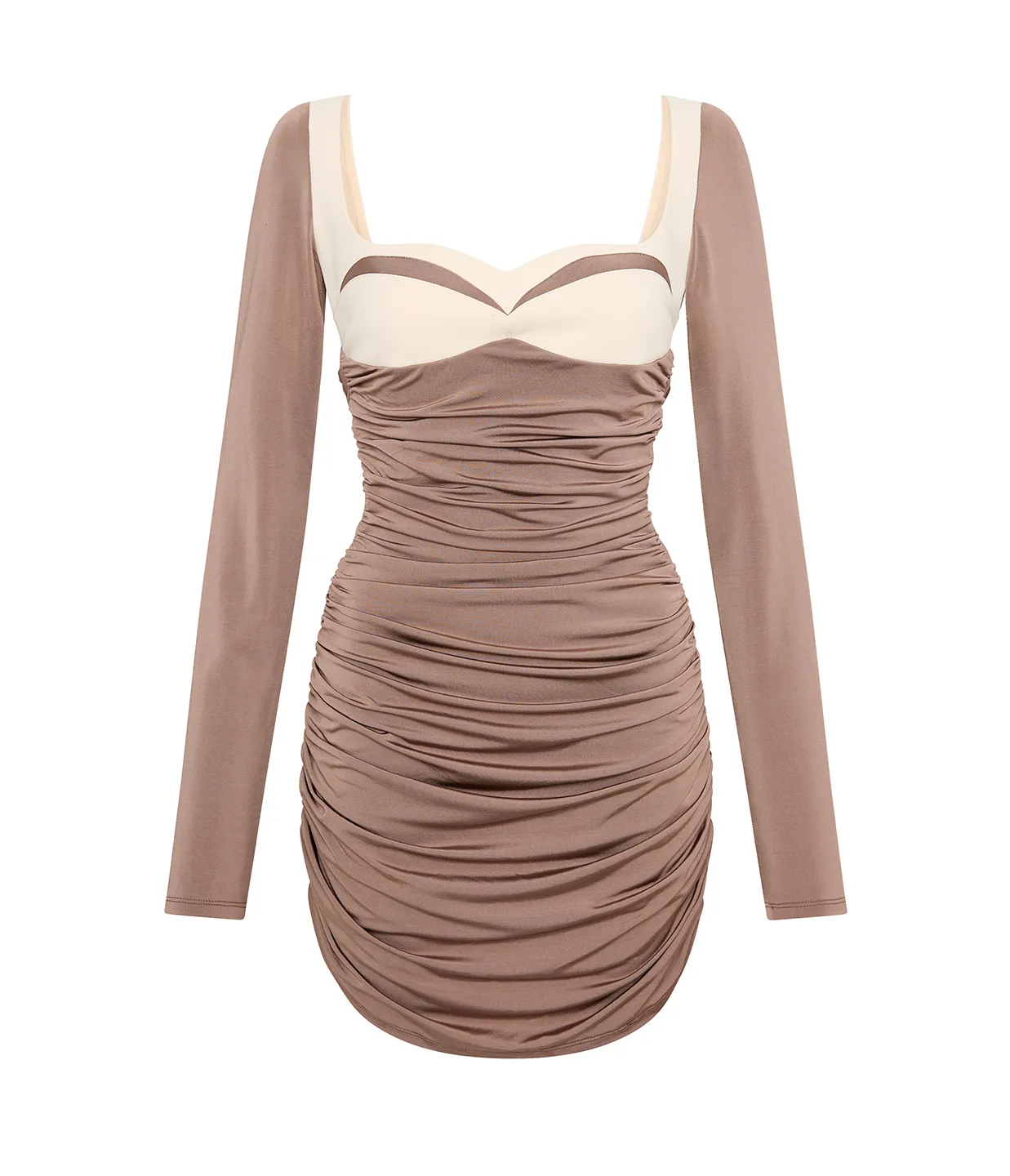 Talullah Contrast Mini Dress in Concrete and Cream