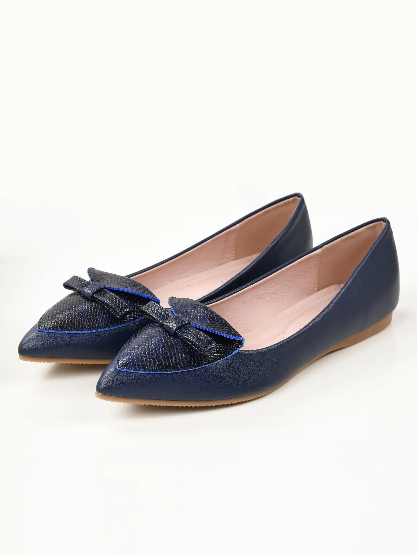 Textured Bow Pumps - Blue