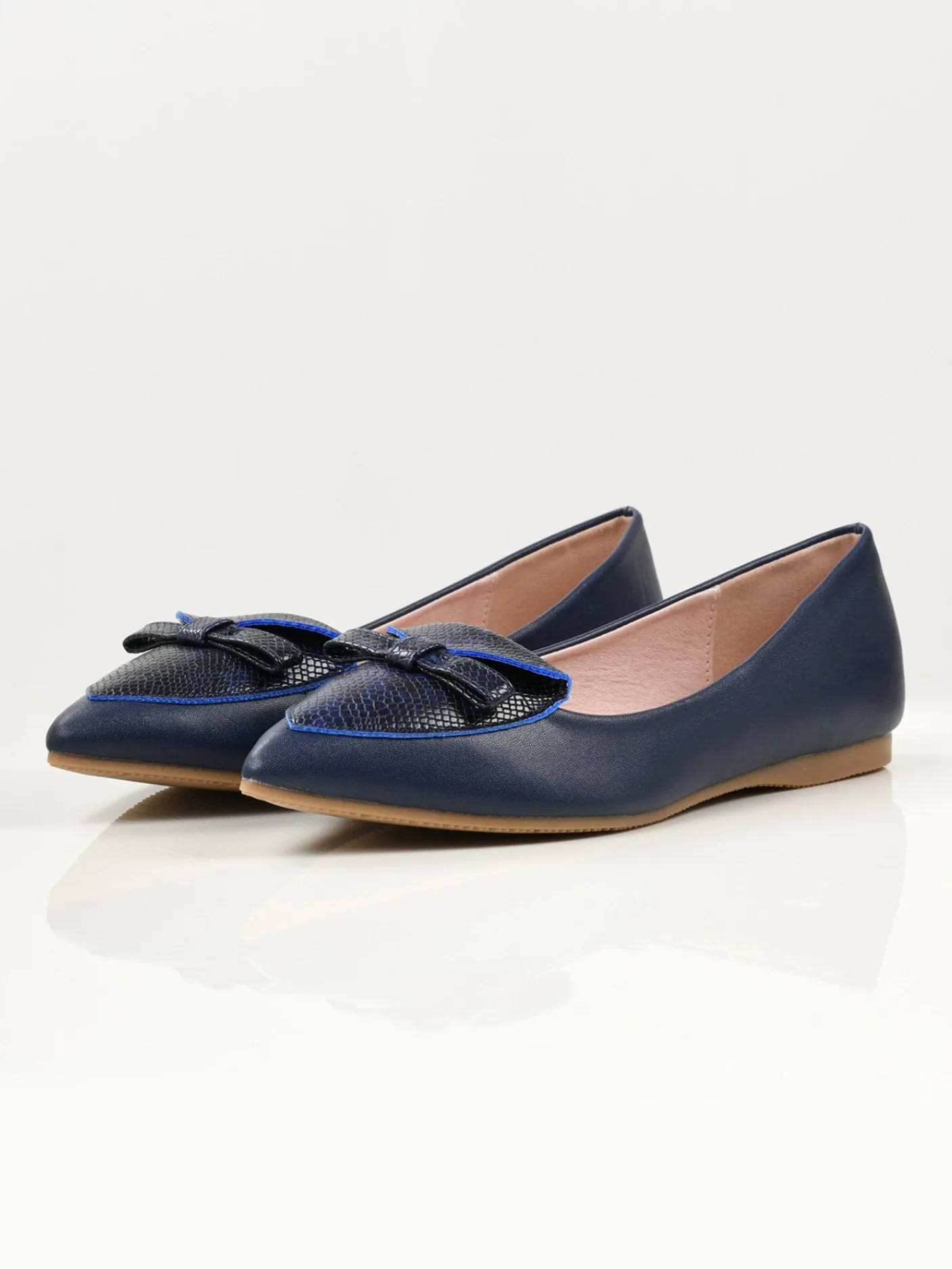 Textured Bow Pumps - Blue