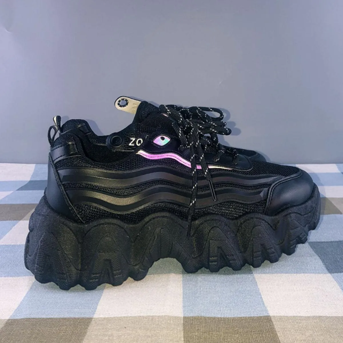 Thick Wave Platform Reflective Sneakers
