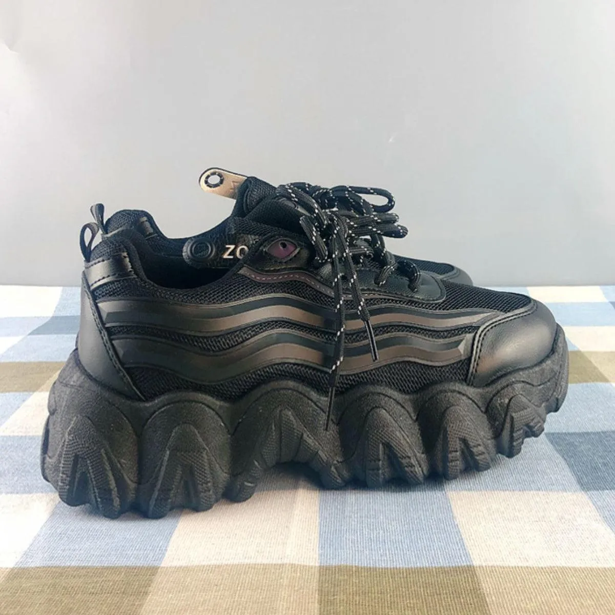 Thick Wave Platform Reflective Sneakers