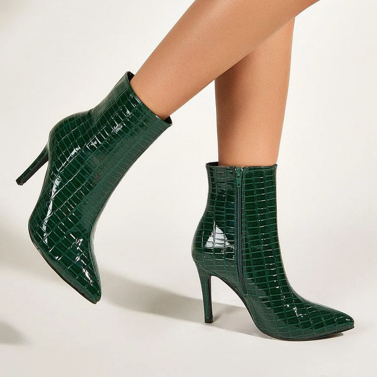 Toe Zippers Stiletto Heels Ankle Boots