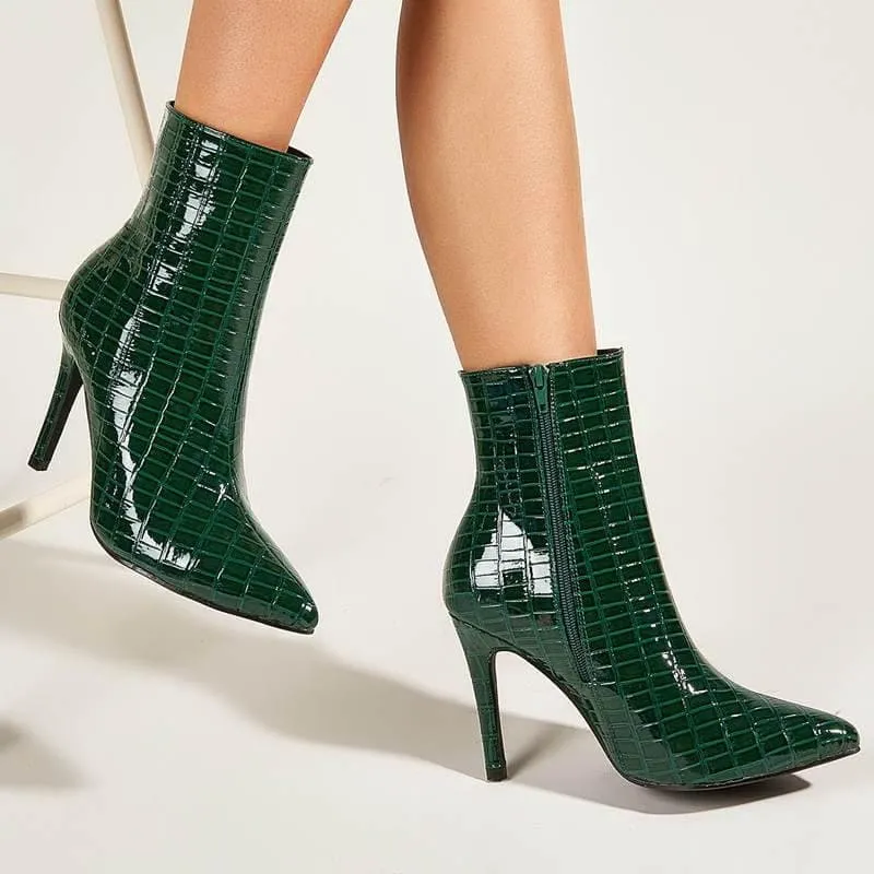 Toe Zippers Stiletto Heels Ankle Boots